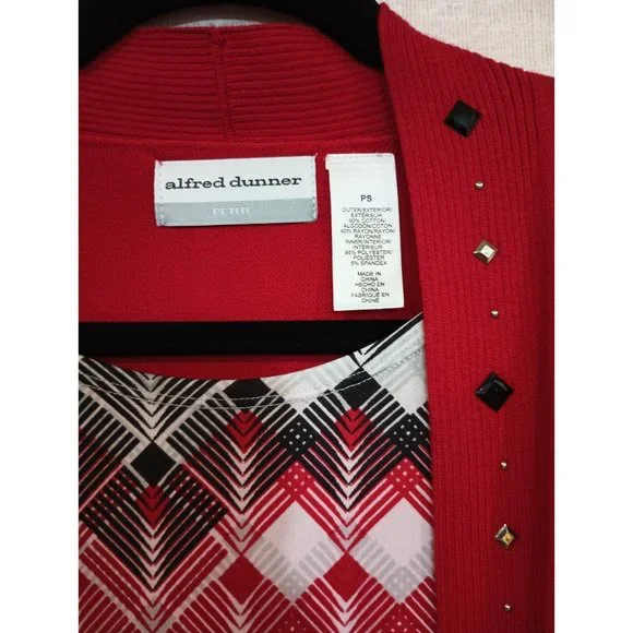 Alfred Dunner Women's Red Sweater Faux Size Petite Small - Picture 3 of 4